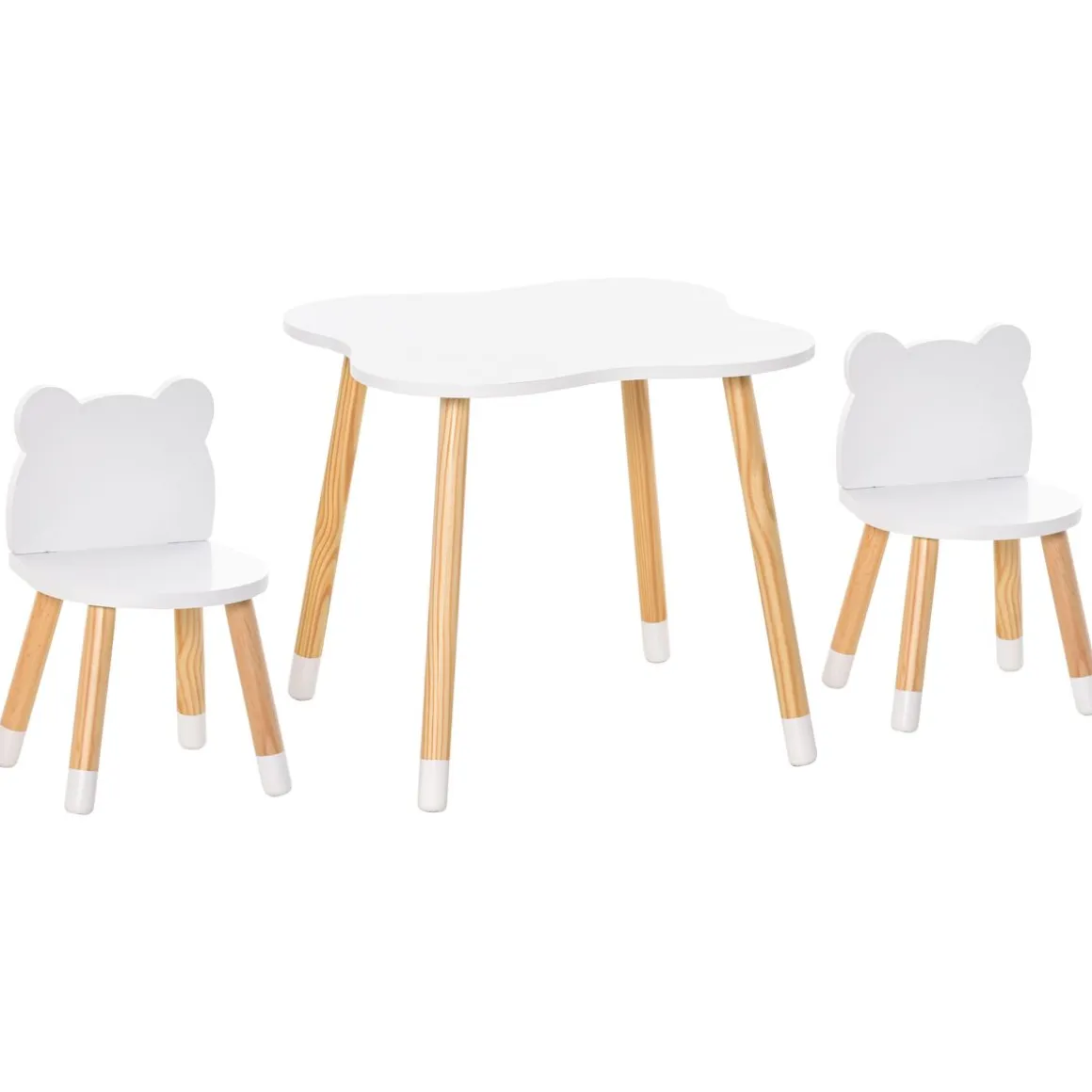 Conjunto de mesa y 2 sillas infantiles White Bear Homcom blanco/natural