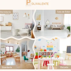Conjunto de mesa y 2 sillas infantiles White Bear Homcom blanco/natural