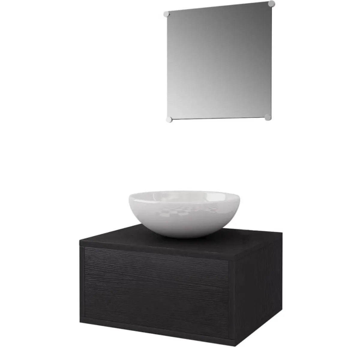 Conjunto de muebles de baño mueble lavabo + espejo + grifo + lavabo negro