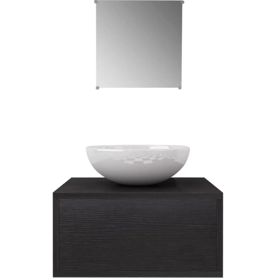 Conjunto de muebles de baño mueble lavabo + espejo + grifo + lavabo negro