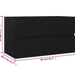 Conjunto de muebles de baño Dominica negro 45x80x38,5 cm
