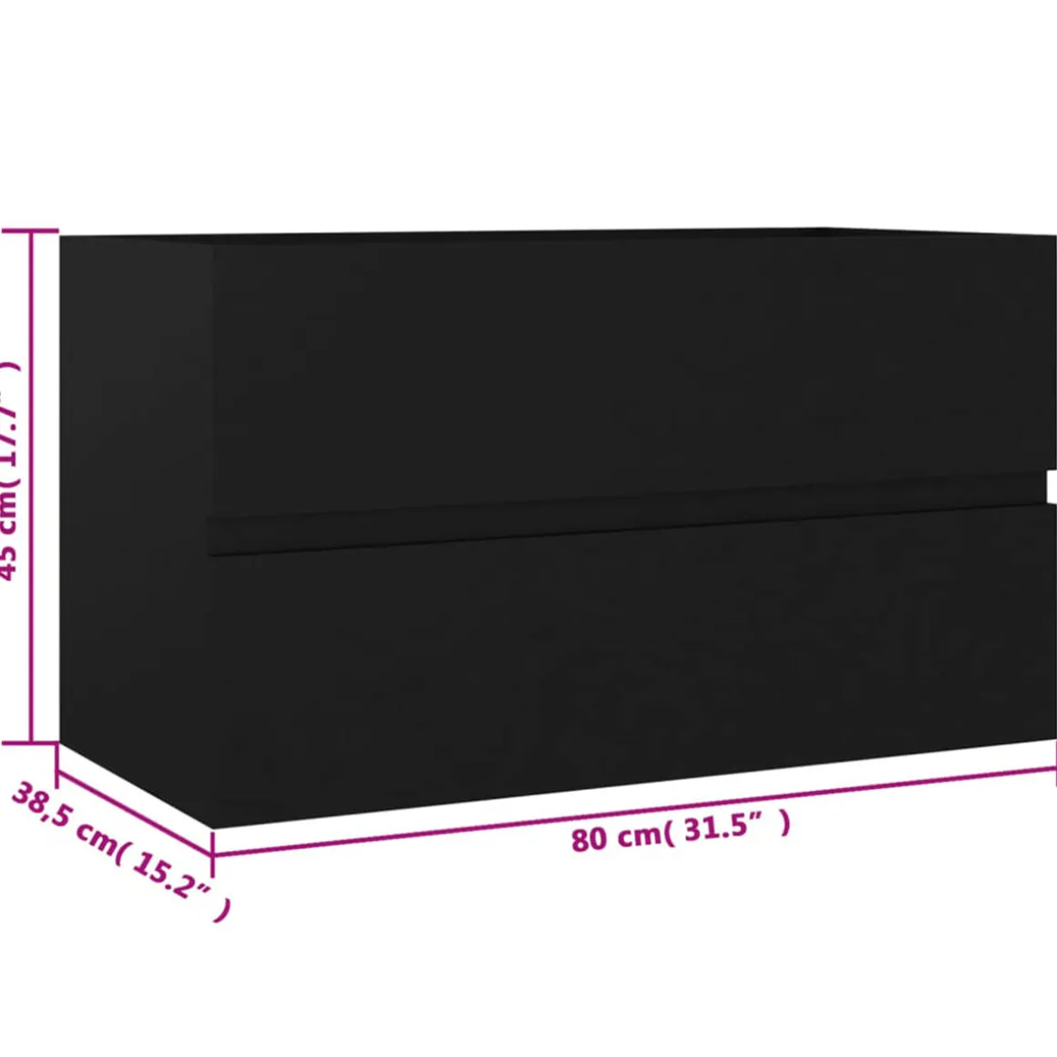 Conjunto de muebles de baño Dominica negro 45x80x38,5 cm