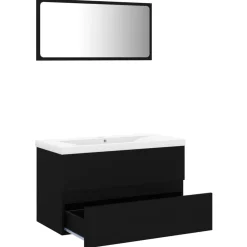 Conjunto de muebles de baño Dominica negro 45x80x38,5 cm