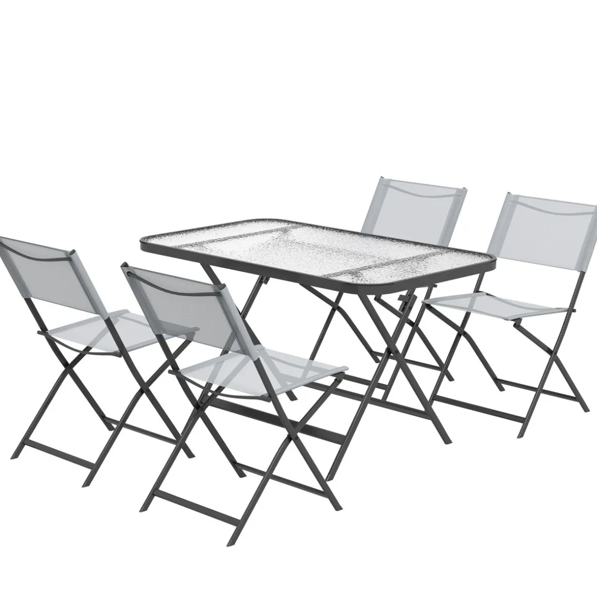 Conjunto de terraza Atessa Outsunny 4 sillas + mesa gris