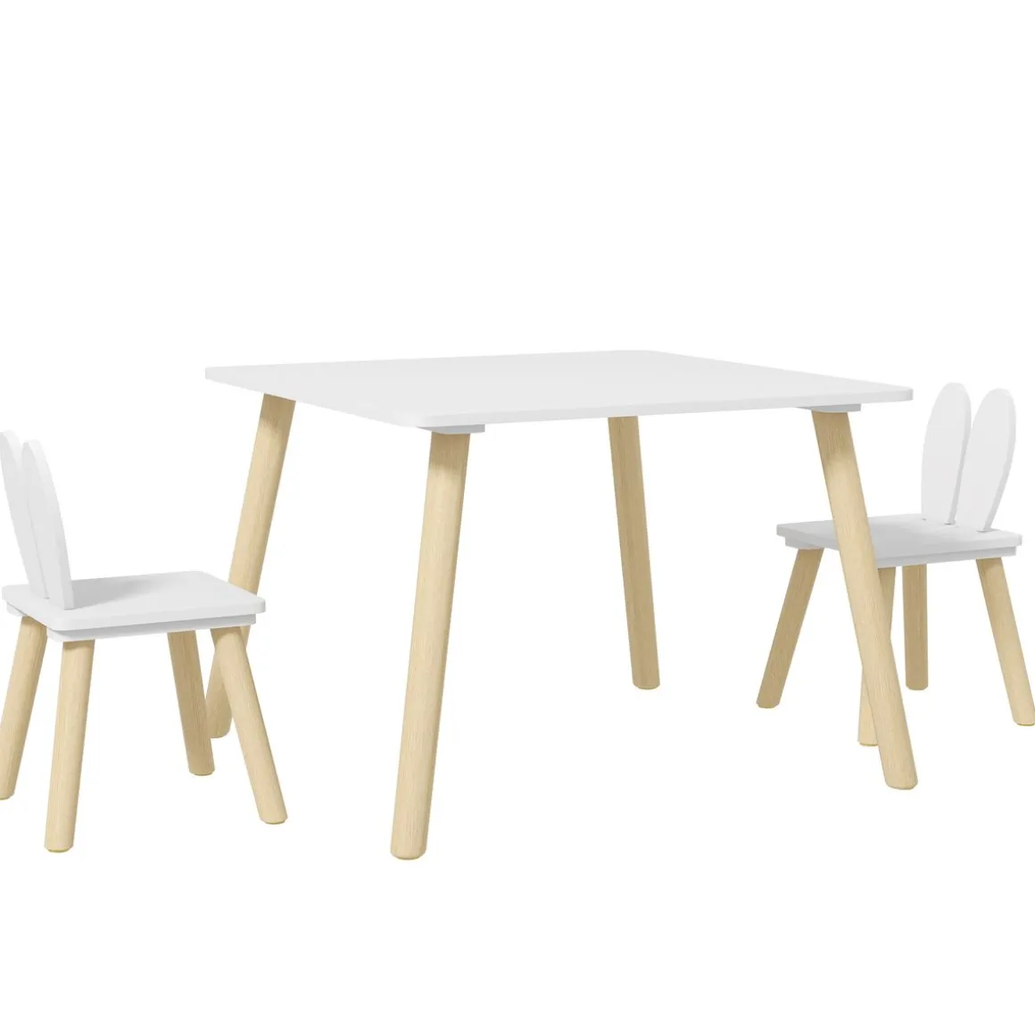 Conjunto infantil Dalia Aiyaplay mesa + 2 sillas +3A blanco/natural