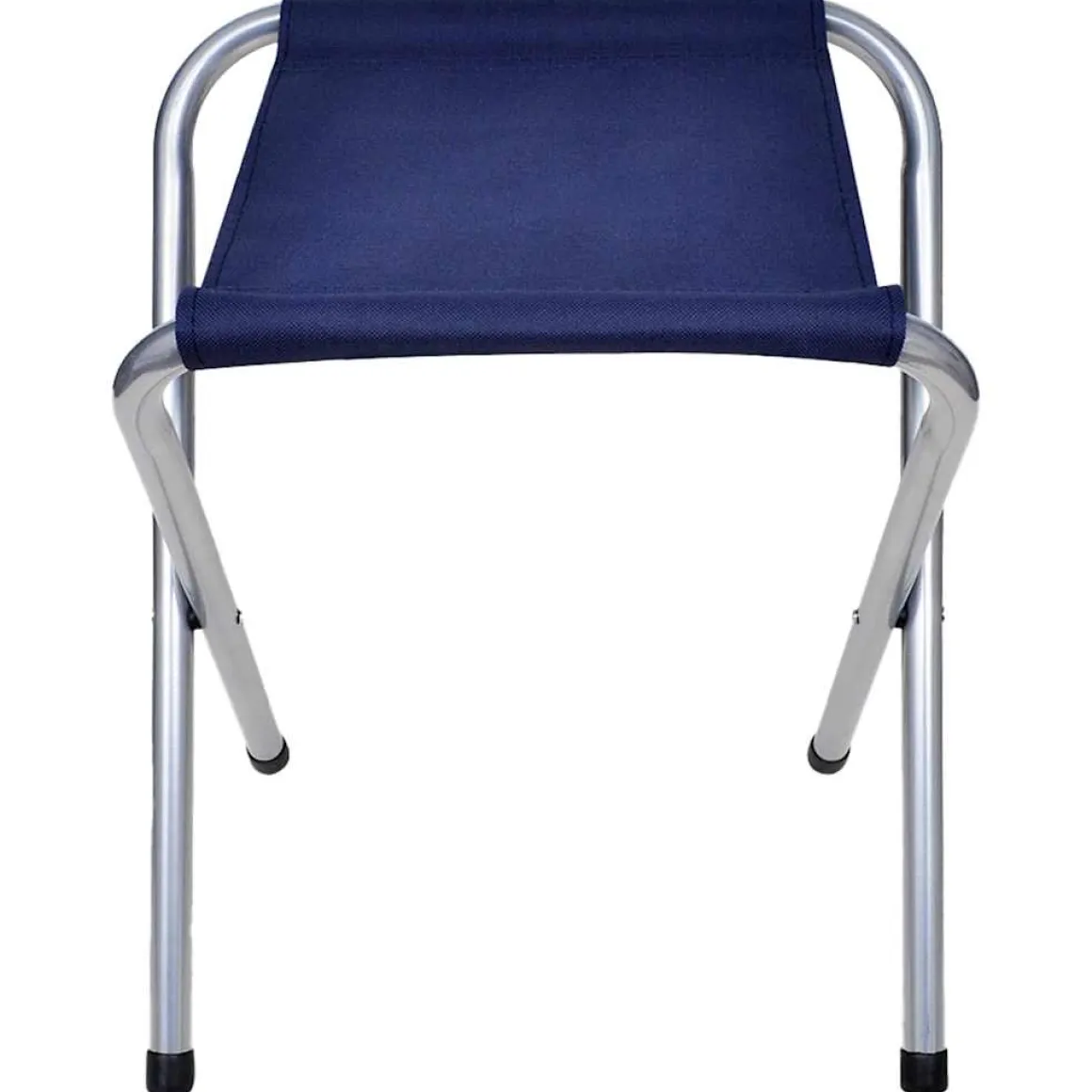 Conjunto para camping mesa + 4 taburetes plegables altura regulable blanco/azul