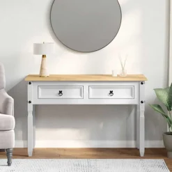 Consola Adriana 2 cajones blanco/natural 73x115x46 cm