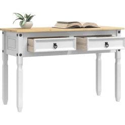 Consola Adriana 2 cajones blanco/natural 73x115x46 cm