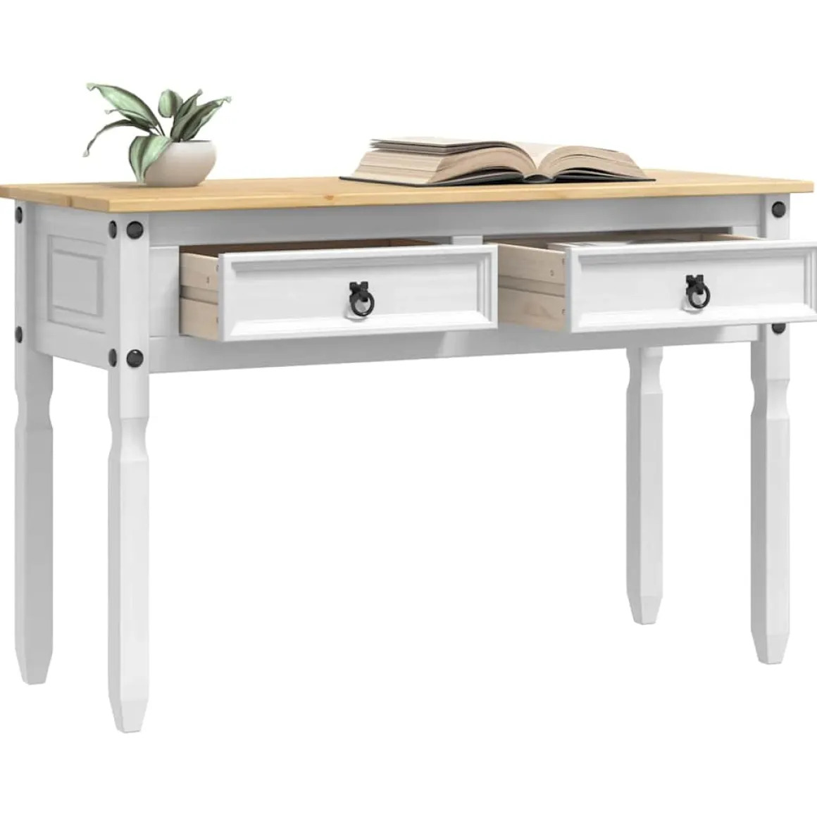 Consola Adriana 2 cajones blanco/natural 73x115x46 cm