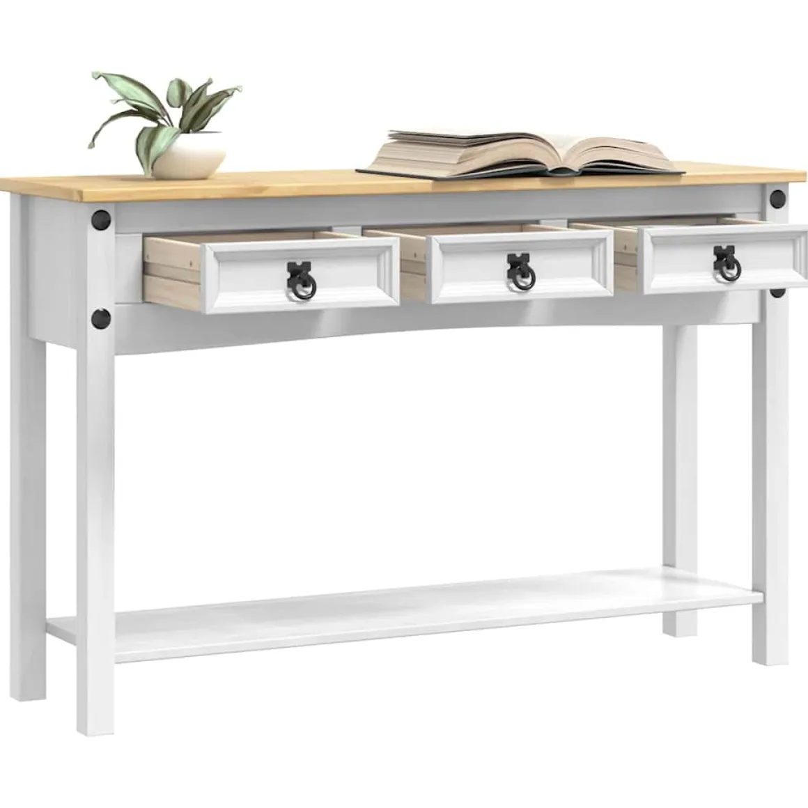Consola Adriana 3 cajones + 1 estante blanco/natural 73x114x34,5 cm