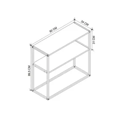 Consola Birhan 2 estantes natural/negro 90x90x34 cm