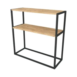 Consola Birhan 2 estantes natural/negro 90x90x34 cm