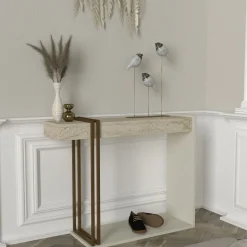 Consola Desca con estantes blanco/natural 74,2x91,8x29,6 cm