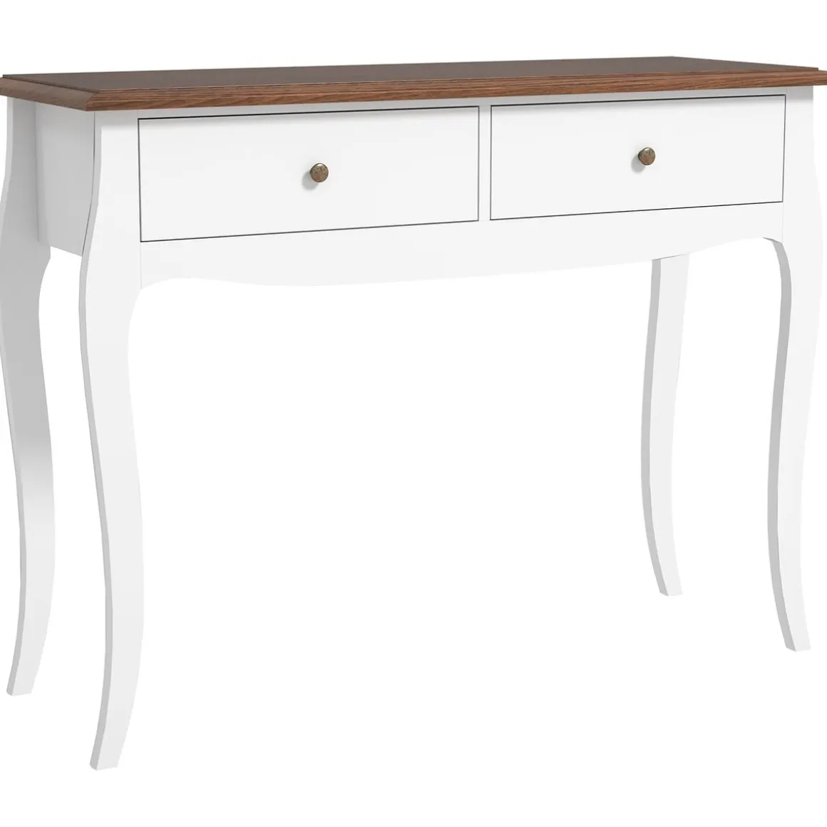 Consola Kiwita Homcom 2 cajones marrón oscuro/blanco 76,5x100x35 cm