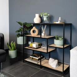 Consola MOA Vinthera 5 estantes negro/natural 90x100x34 cm