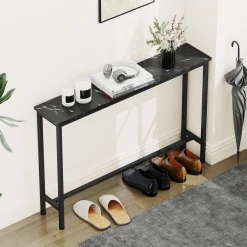 Consola Perla Homcom con 2 estantes negro/blanco 81x100x30 cm