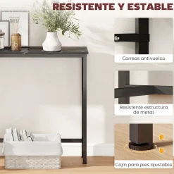 Consola Perla Homcom con 2 estantes negro/blanco 81x100x30 cm