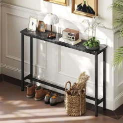 Consola Perla Homcom con 2 estantes negro/blanco 81x100x30 cm