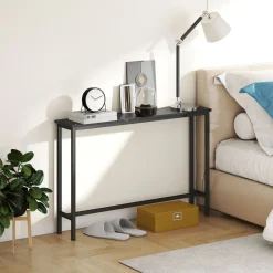 Consola Perla Homcom con 2 estantes negro/blanco 81x100x30 cm