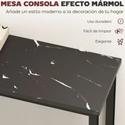 Consola Perla Homcom con 2 estantes negro/blanco 81x100x30 cm