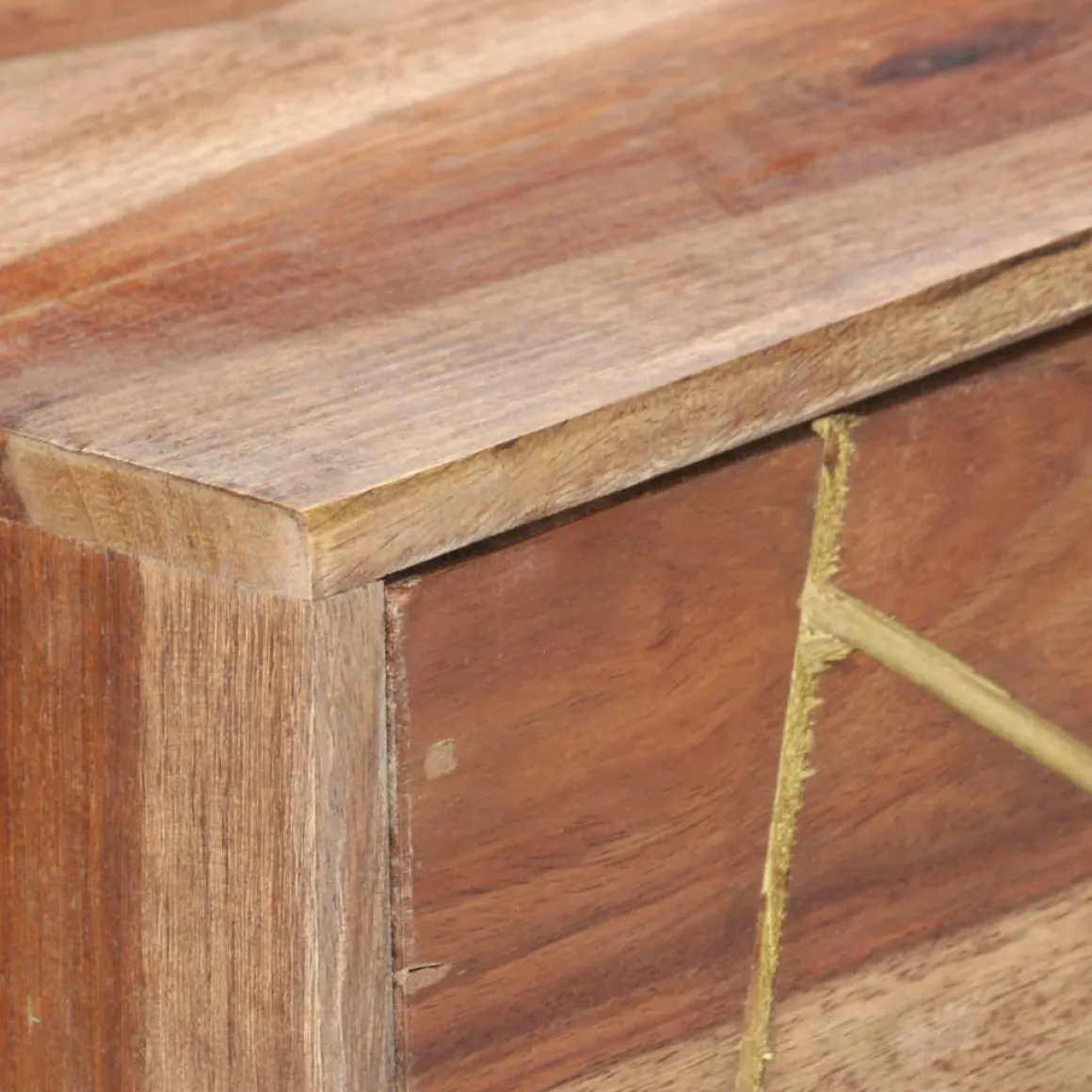 Consola recibidor Bayu 2 cajones madera maciza de sheesham natural 75x100x55 cm