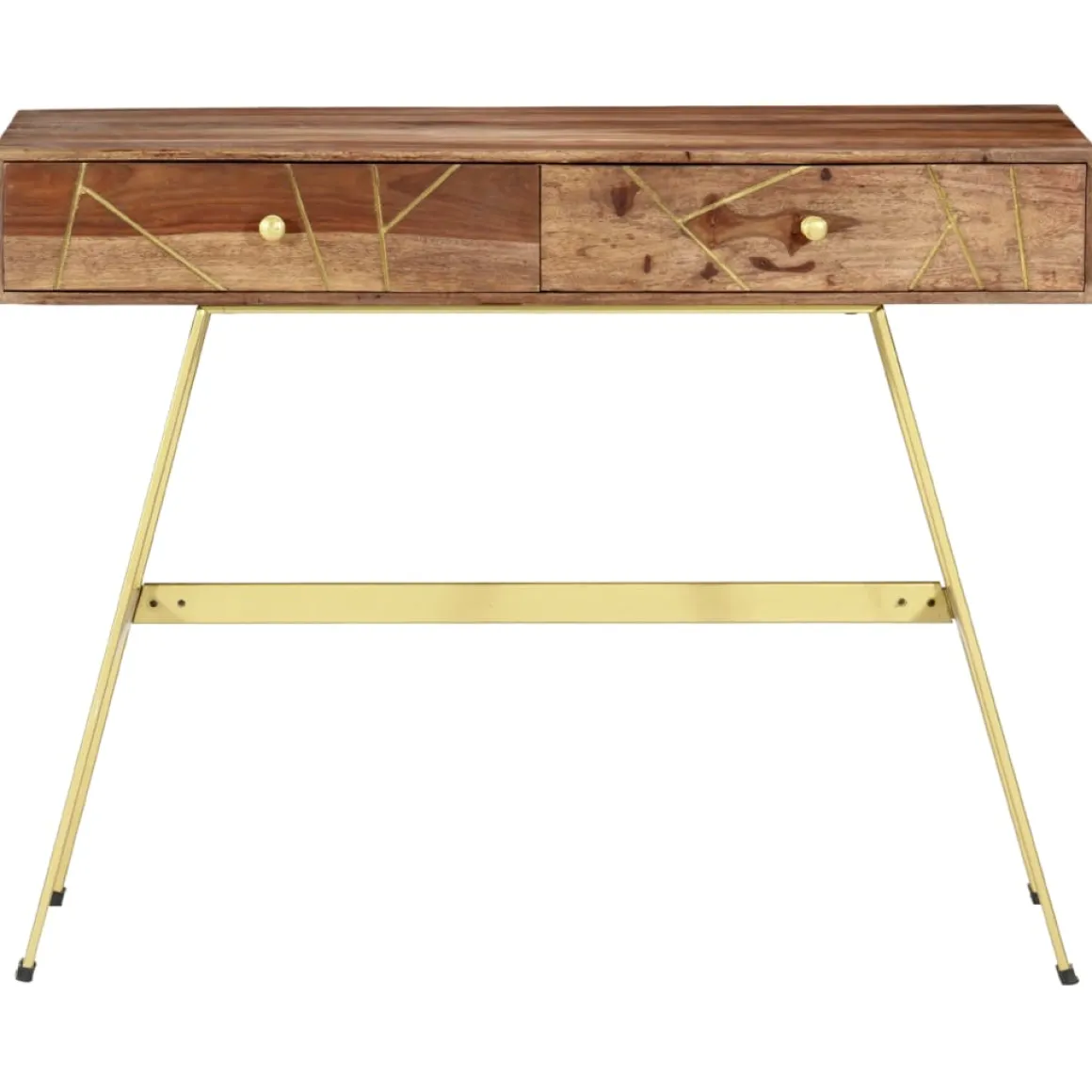 Consola recibidor Bayu 2 cajones madera maciza de sheesham natural 75x100x55 cm