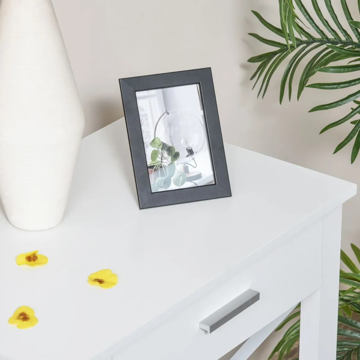 Consola recibidor Maya Homcom 2 cajones + 2 estantes blanco 76x105x40 cm