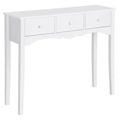 Consola recibidor Nanma Homcom 3 cajones blanco 85x100x32 cm