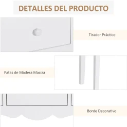 Consola recibidor Nanma Homcom 3 cajones blanco 85x100x32 cm