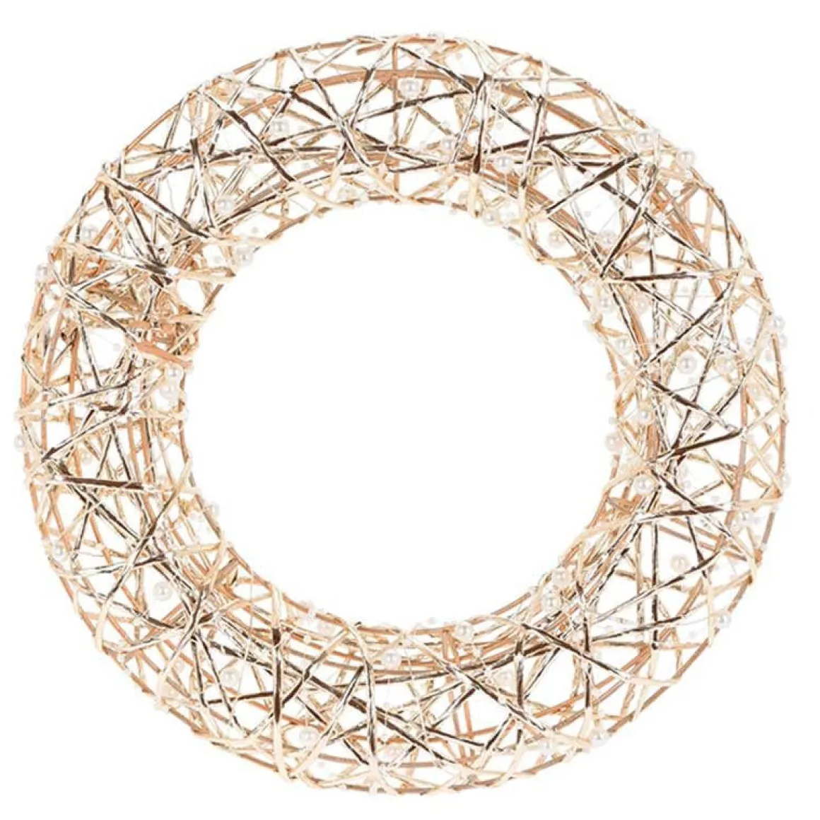 Corona navideña 20 luces LED con temporizador automático dorado Ø30 cm