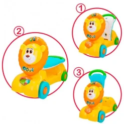 Correpasillos 3 en 1 WinFun león con luz y sonido +12M amarillo 42x57x26 cm