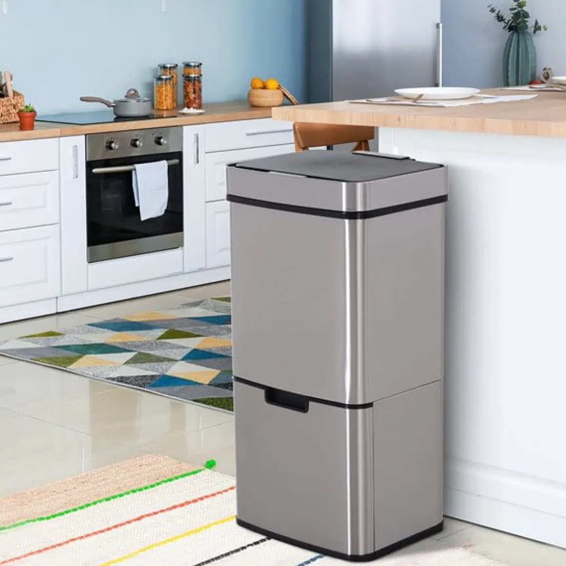 Cubo de basura con sensor Homcom apertura automática 72L inox 81x42x30 cm