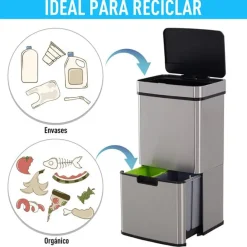 Cubo de basura con sensor Homcom apertura automática 72L inox 81x42x30 cm