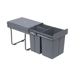 Cubo de basura Homcom 3 contenedores extraíble gris 41,8x48x34,2 cm