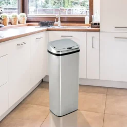 Cubo de basura inteligente Homcom 50L inox 84x33x25 cm