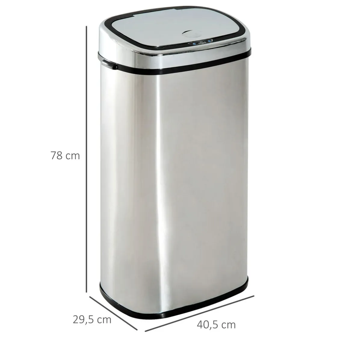 Cubo de basura Kasai Homcom 68L sensor de apertura acero inox 78x40,5x29,5 cm