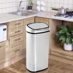 Cubo de basura Kasai Homcom 68L sensor de apertura acero inox 78x40,5x29,5 cm