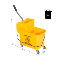 Cubo de fregona profesional Homcom 20L con ruedas y prensa amarillo