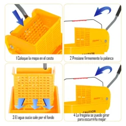 Cubo de fregona profesional Homcom 20L con ruedas y prensa amarillo