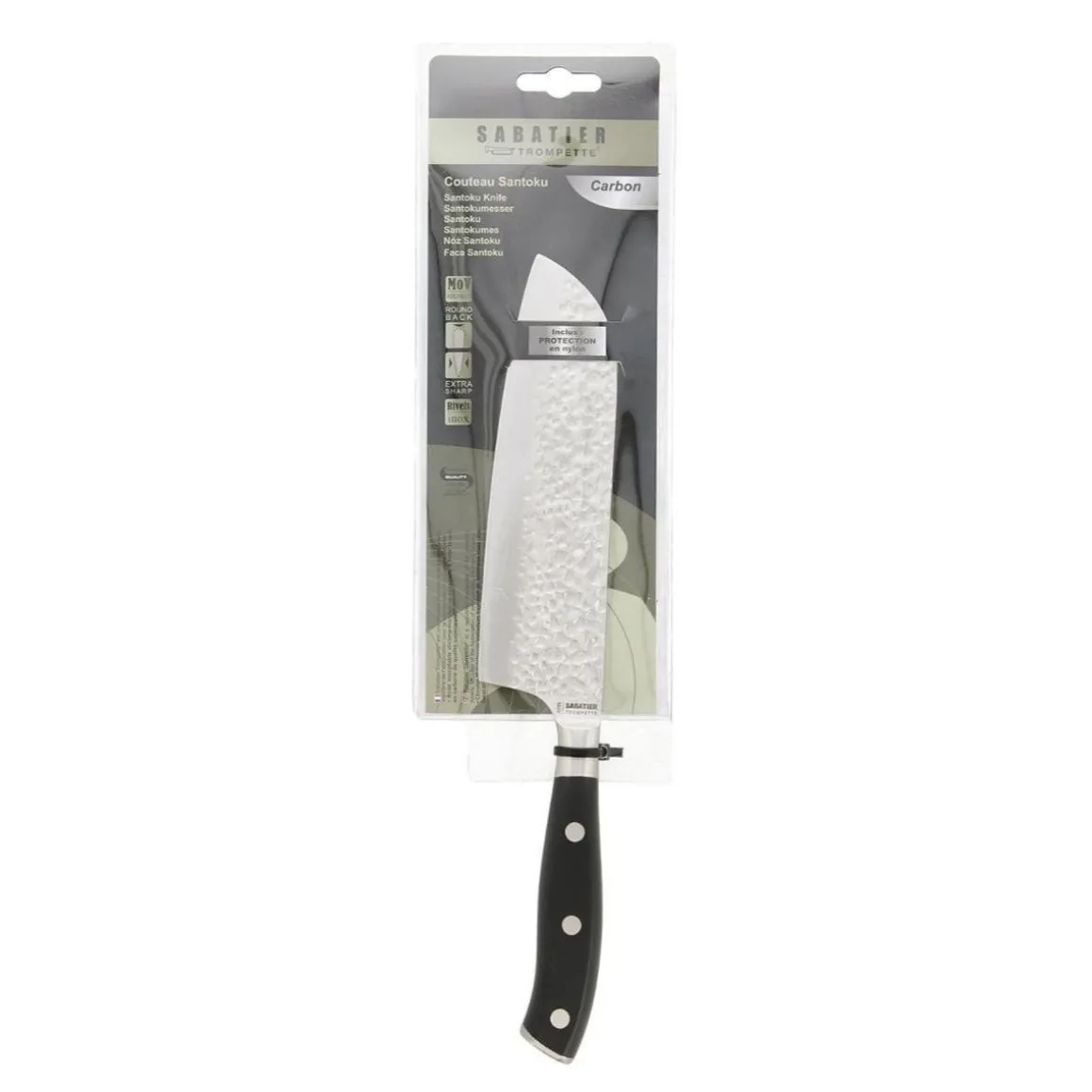 Cuchillo Santoku Carbon Sabatier inox/negro 30 cm