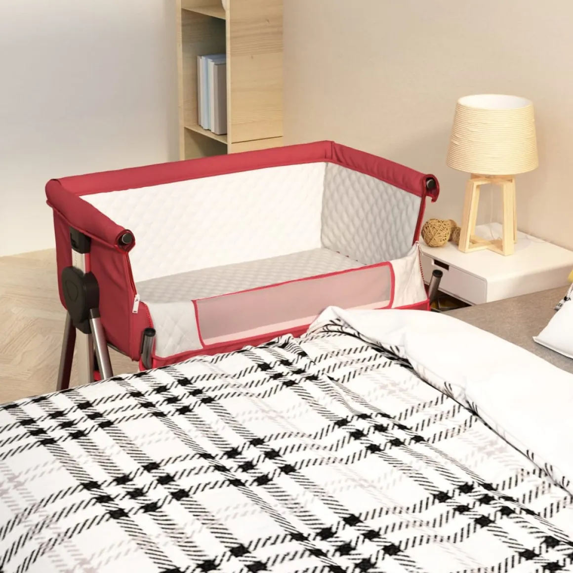 Cuna de bebé con colchón altura regulable con canasta 70-82x93x56 cm
