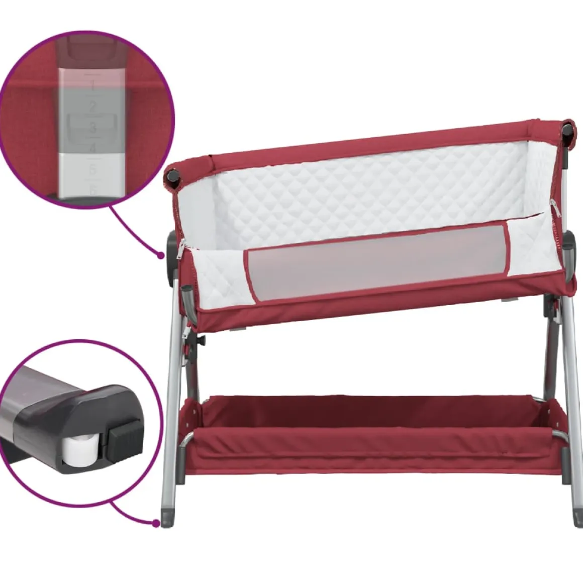 Cuna de bebé con colchón altura regulable con canasta 70-82x93x56 cm