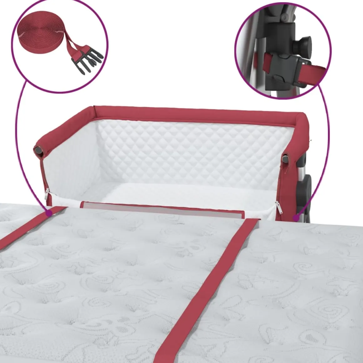 Cuna de bebé con colchón altura regulable con canasta 70-82x93x56 cm