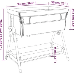 Cuna de bebé con colchón altura regulable con canasta 70-82x93x56 cm