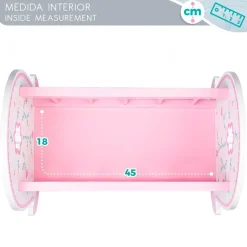 Cuna para muñecos Woomax madera +3A blanco/rosa 36x47,5x35 cm