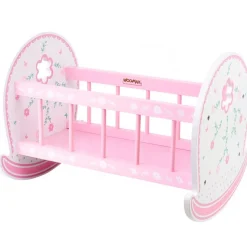Cuna para muñecos Woomax madera +3A blanco/rosa 36x47,5x35 cm