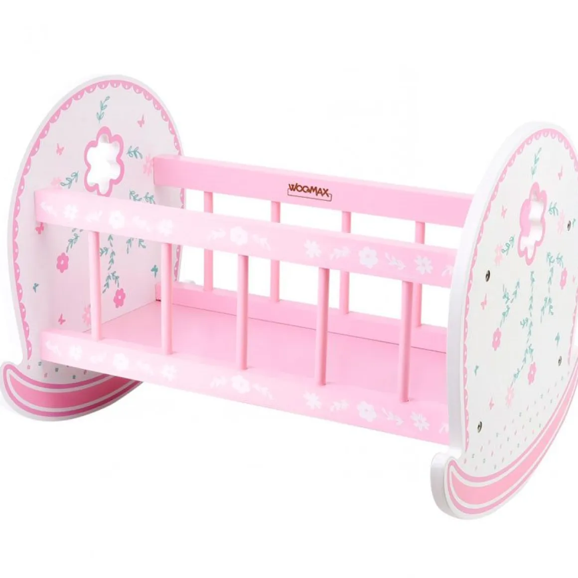 Cuna para muñecos Woomax madera +3A blanco/rosa 36x47,5x35 cm