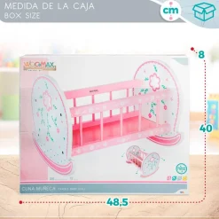 Cuna para muñecos Woomax madera +3A blanco/rosa 36x47,5x35 cm