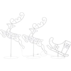 Decoración navideña 2 renos + trineo 72 luces LED 8 modos azul 87x260x21 cm