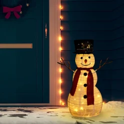 Decoración navideña Muñeco de nieve 60 LED 8 modos blanco